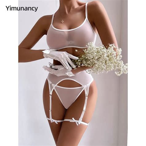 Yimunancy Ensemble De Lingerie De Base Transparente En Maille Pour