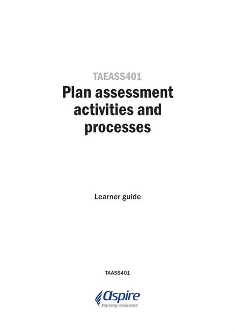 Pdf Taeass Plan Assessment Activities And Processes Taeass