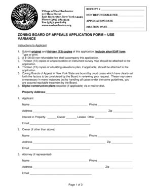 Fillable Online Eastrochester Zoning Board Of Appeals Application Form