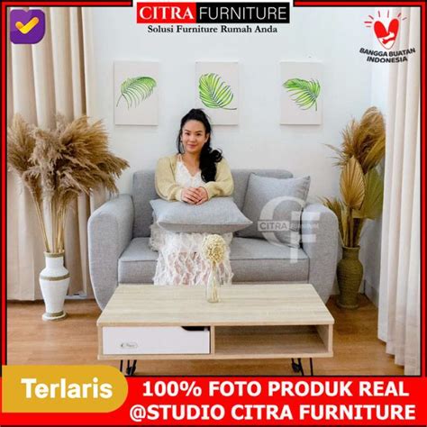 Jual Sofa Minimalis 2 Dudukan Seater Retro Scandinavian Vintage Light