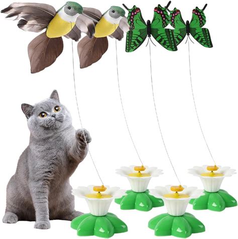 Drkicsy 4pcs Electric Bird Teasing Cat Toy Interactive Bird Toy For Cats 360