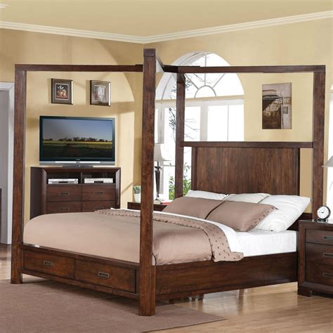 Wood Canopy Bed Frame King | Ann Inspired