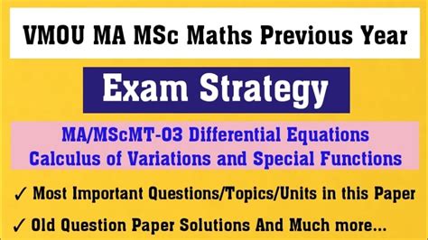 Exam Strategy Vmou Mamscmt 03 L Vmou Ma Msc Maths Important Questions Units L Future First