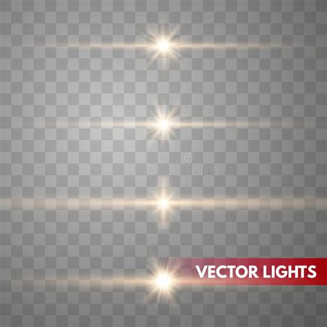 Gold Lens Flares Vector Illustration Shine Starlight Isolated Stock