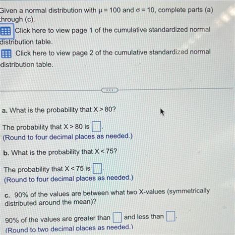 Solved Given A Normal Distribution With And Chegg