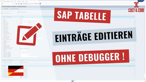 SAP Tabelle Einträge editieren ohne Debugger mit FUB deutsch