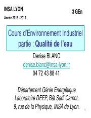 Cours Gen Qualit De L Eau Partie Pdf Insa Lyon Gen Ann E