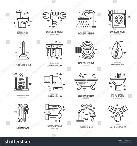 Collection Vector Line Icons Plumbing Symbols Stock Vector 404867674