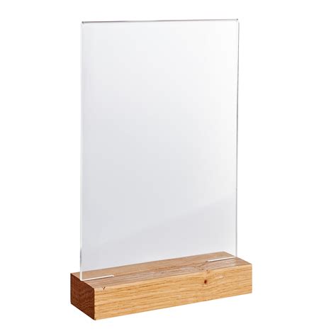 Oak | A5 | Portrait Acrylic sign holder with wood base | SPRINTIS