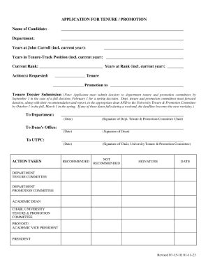 Fillable Online Tenure And Promotion Procedures And Forms Fax Email