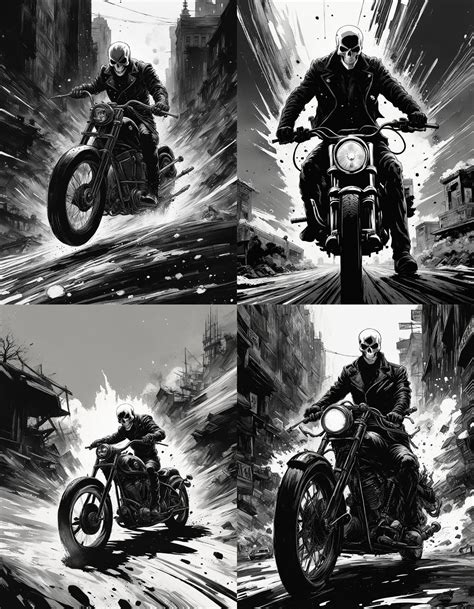 Ghost Rider Negative Black And White Speedpaint With Large Brush