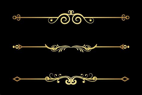 Golden Page Dividers Vector Illustration