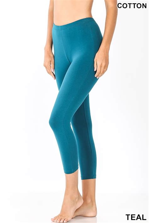 Zenana Premium Cotton Capri Leggings Multiple Solid Colors Womens Sizes