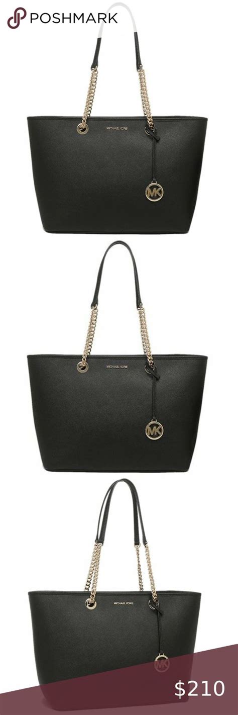 Michael Kors Shania Large Ew Chain Tote Black 👜💕 Michael Kors Bag Michael Kors Drop Chain