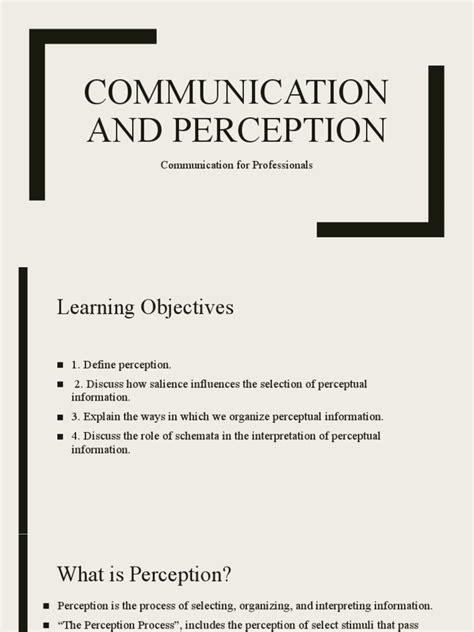 Communication and Perception | PDF | Perception | Schema (Psychology)