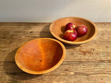 Two Vintage Wood Bowls Etsy