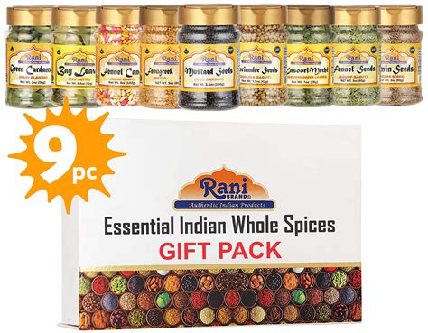 Rani Essential Indian Whole Spices 9 Bottle T Box Set Average