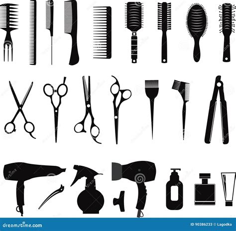 Collection Of Hairdressing Icons Stock Vector Illustration Of