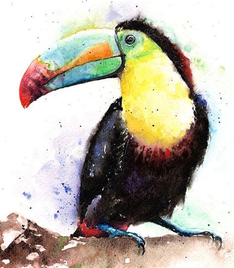 WATERCOLOR TOUCAN PAINTING - original bird art, toucan decor, toucan ...