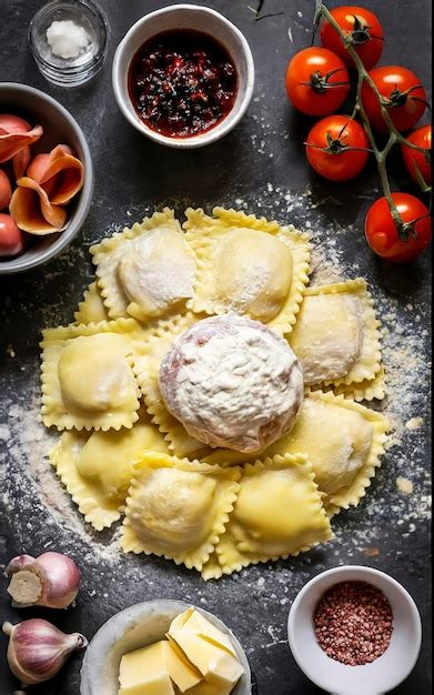 Premium Photo Different Types Of Fresh Raw Italian Ravioli On The