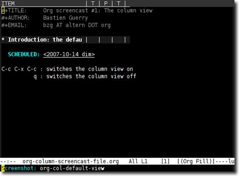 emacs orgs column view