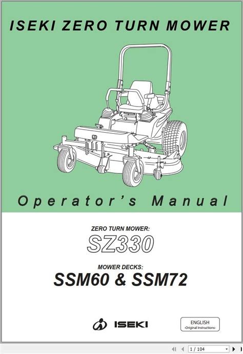 Iseki Zero Turn Mower Sz Operators Manual And Diagram