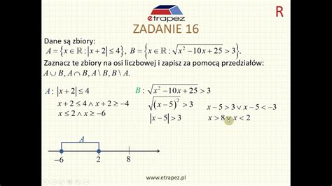 Nierówność z wartością bezwzględną i wyznaczenie zbiorów Kurs Matura