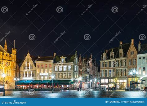 Bruges Market Square at Night Stock Image - Image of grote, market ...