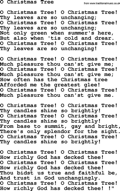 Christmas Hymns Carols And Songs Title O Christmas Tree Complete