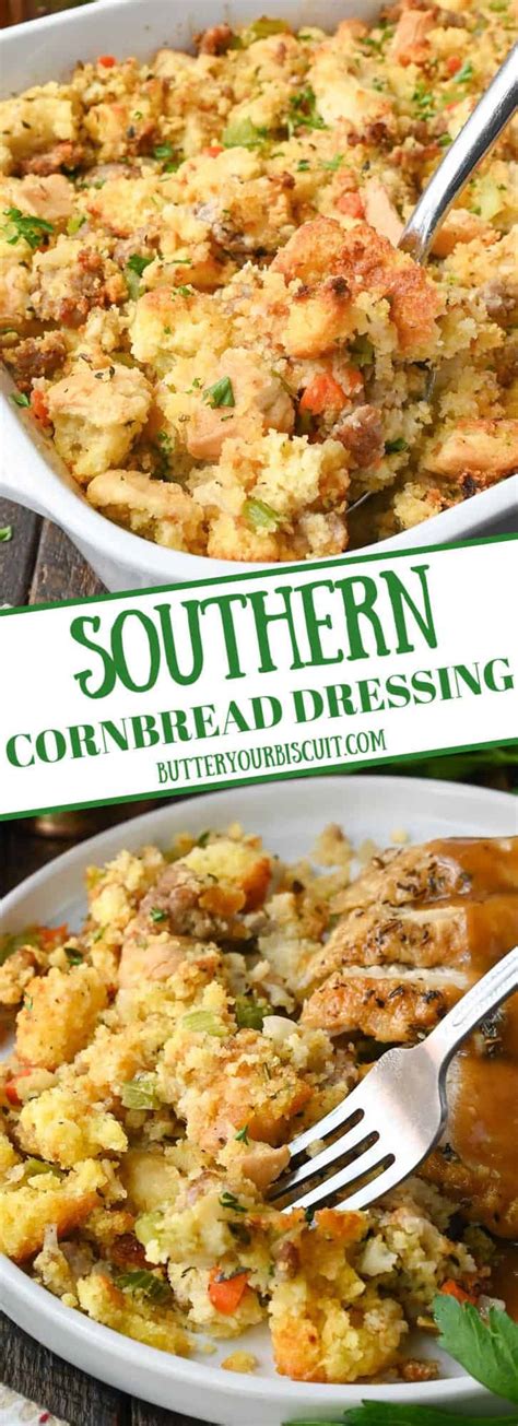 Southern Cornbread Dressing With Sausage Butter Your Biscuit