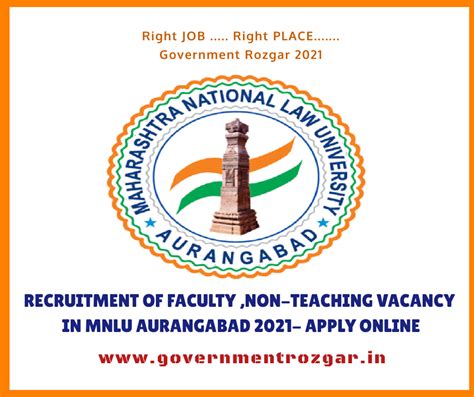 Recruitment Of Faculty ,Non-Teaching Vacancy In MNLU Aurangabad