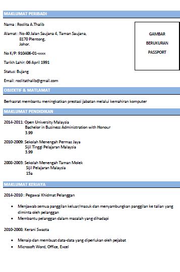 Sample Resume Yang Terbaik Free Samples Examples And Format Resume