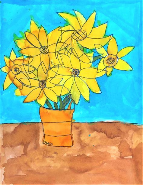 Van Gogh Sunflowers Art and Science Lesson for kids - Leah Newton Art ...