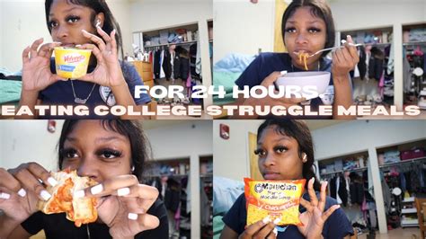 College Vlog Eating College Struggle Meals For 24 Hours Youtube