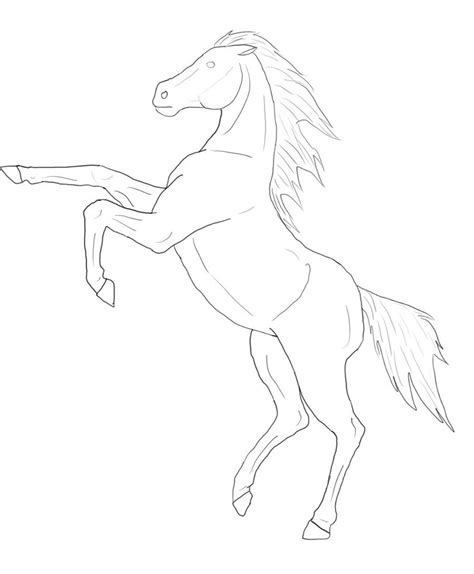 Rearing Horse Lineart By Siivr On Deviantart