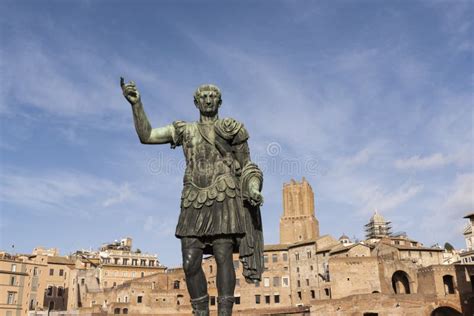 Statue Of Julius Caesar In Via Dei Fori In Rome Stock Image Image Of