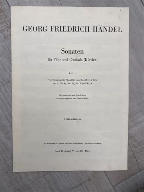 Georg Friedrich H Ndel Sonaten F R Fl Te Und Cembalo Klavier Eur