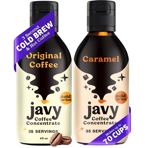 Javy Cold Brew Coffee Concentrate Bundle 2 Flavor Original And Caramel Coffee Variety Pack Ice