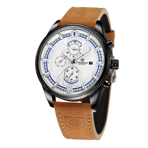 Forsining Men S Automatic Tourbillon Waterproof Calendar With Brown