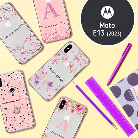 Capa Capinha Moto E13 2023 Transparente Personalizada Nome