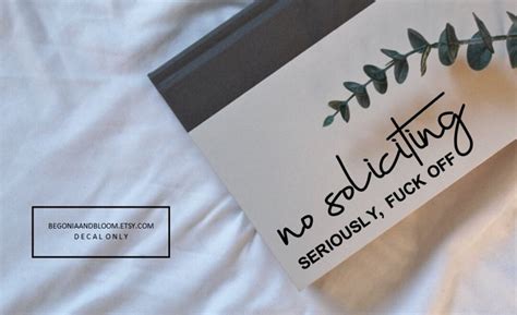 No Soliciting Seriously Fuck Off Window Decal Sticker Please No Soliciting Sign No Solicitors