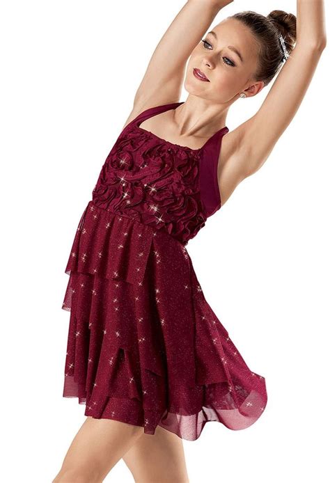 Weissman™ Ribbon Glitter Mesh Halter Dress Cute Dance Costumes Dance Costumes Lyrical