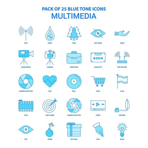 Multimedia Blue Tone Icon Pack Icon Sets Vector Art At Vecteezy