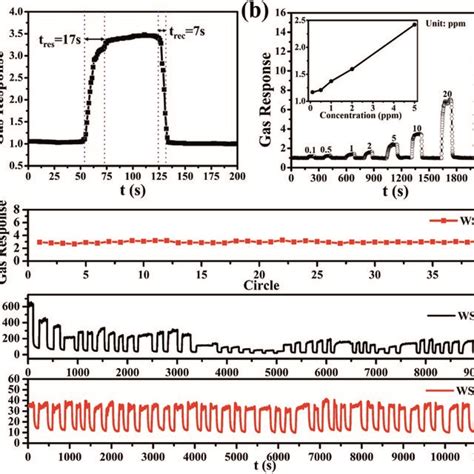 A Real Time Gas Sensing Transients Of The Sensor Based On Ws 5 To 10