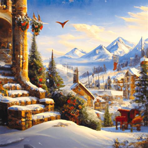 Very Beautiful Christmas Scenery In A Daylight Watercolor Very Detailed