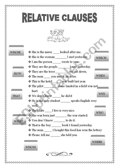 Relative Clauses ESL Worksheet By An43