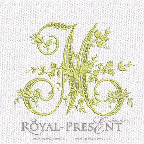 Floral Monogram Embroidery Design Letter M Royal Present Embroidery