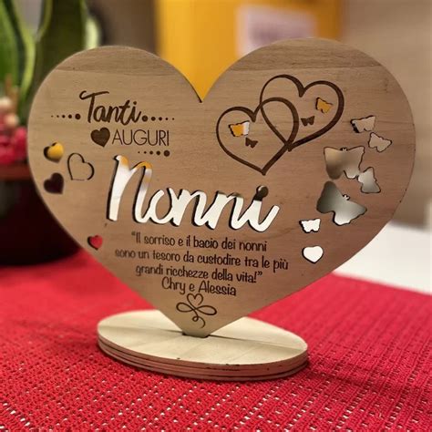 Cuore Tanti Auguri Nonni Realizzato In Legno 25 Cm Arte Creare