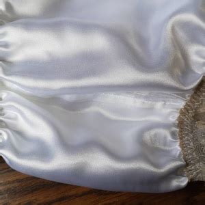 Bridal White Bikini Panties Slippery Soft Satin Sissy Knickers Embroidered Tulle Lace Sides