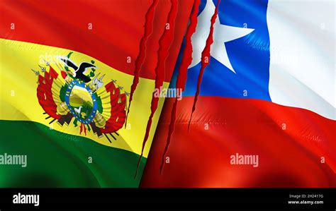 Banderas De Bolivia Y Chile Con Concepto De Cicatriz Bandera De